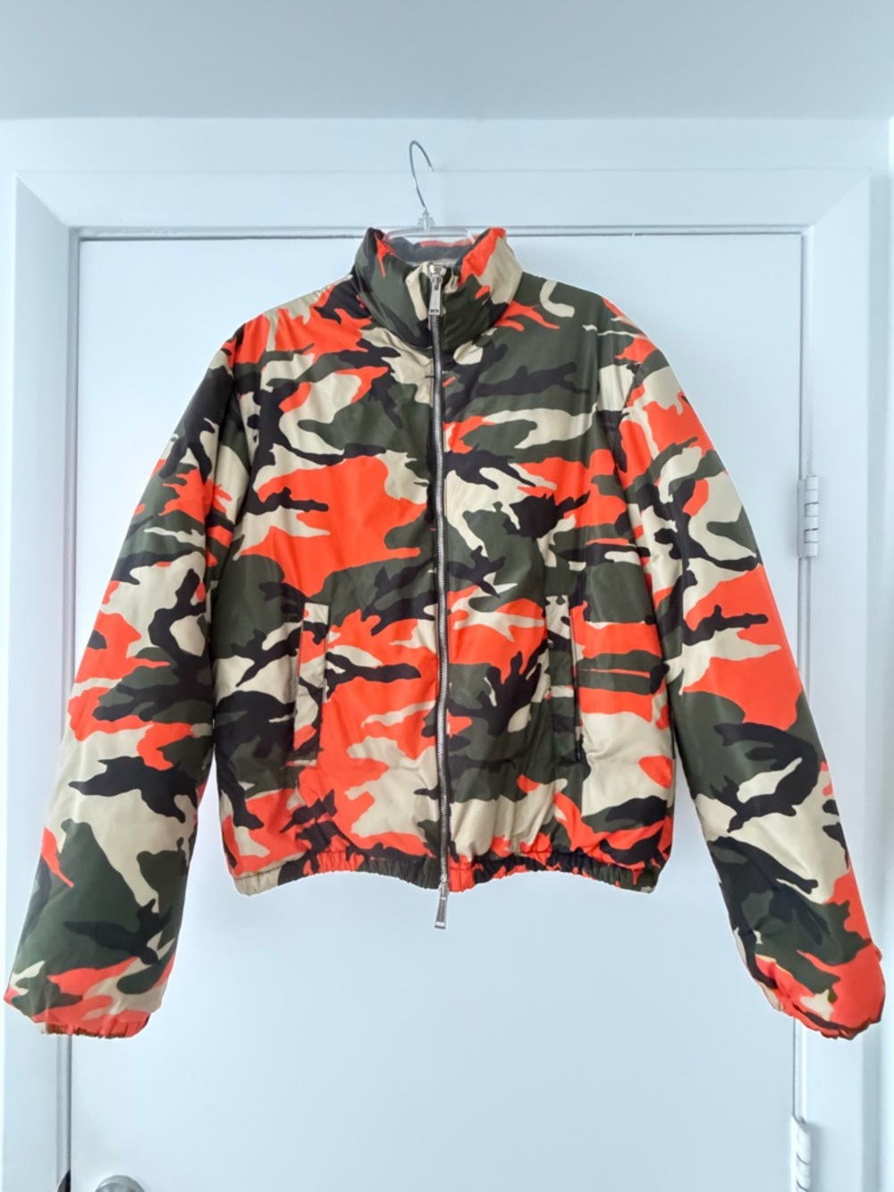 DSQUARED2 Olive Green & Orange Camo Puffer Jacket